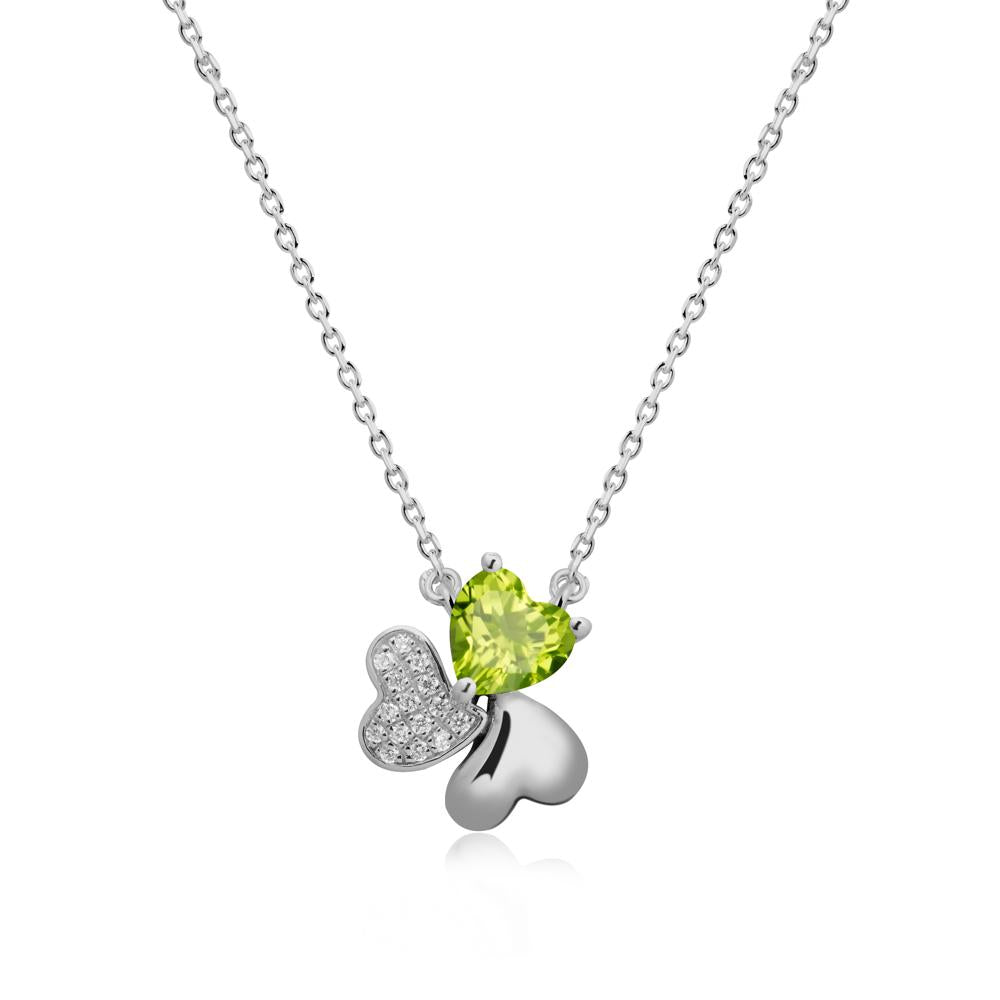 Lucky Clover Hearts Peridot Necklace - LUO Jewelry #metal_platinum
