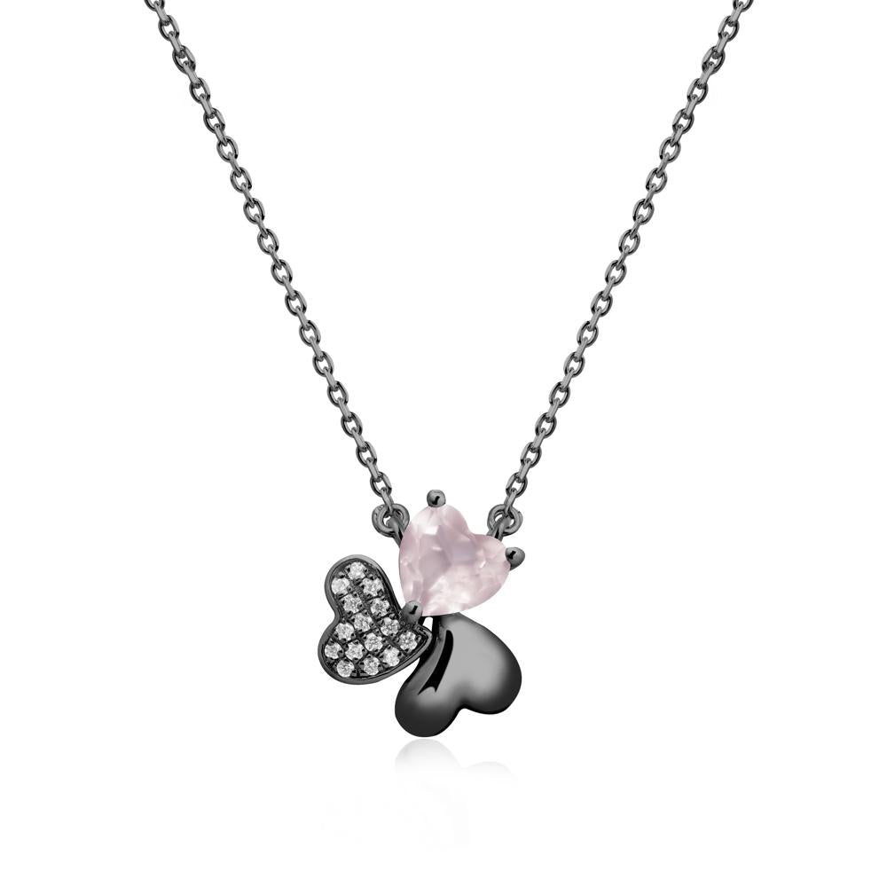 Rose Quartz Shamrock Necklace - LUO Jewelry #metal_black finish sterling silver