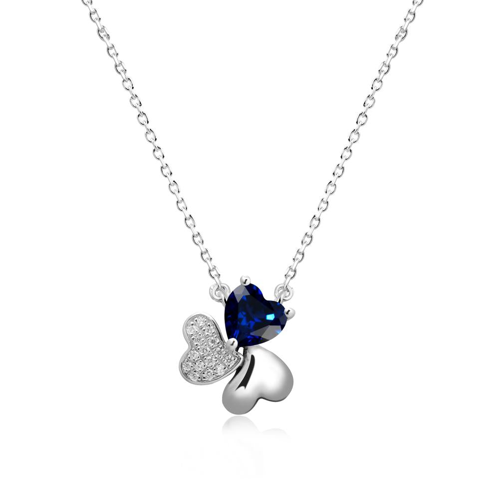 Heart Shaped Sapphire Shamrock Necklace - LUO Jewelry #metal_18k white gold