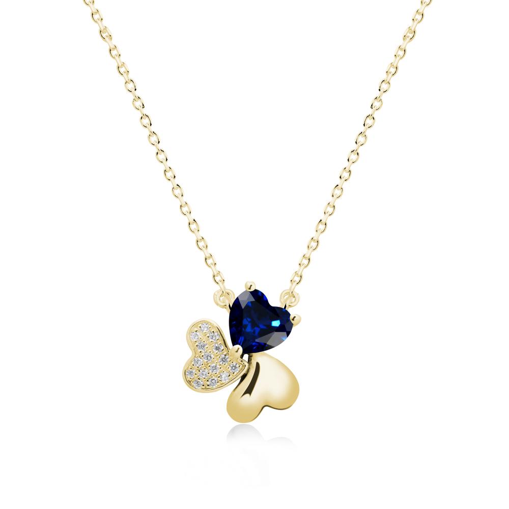 Heart Shaped Sapphire Shamrock Necklace - LUO Jewelry #metal_18k yellow gold