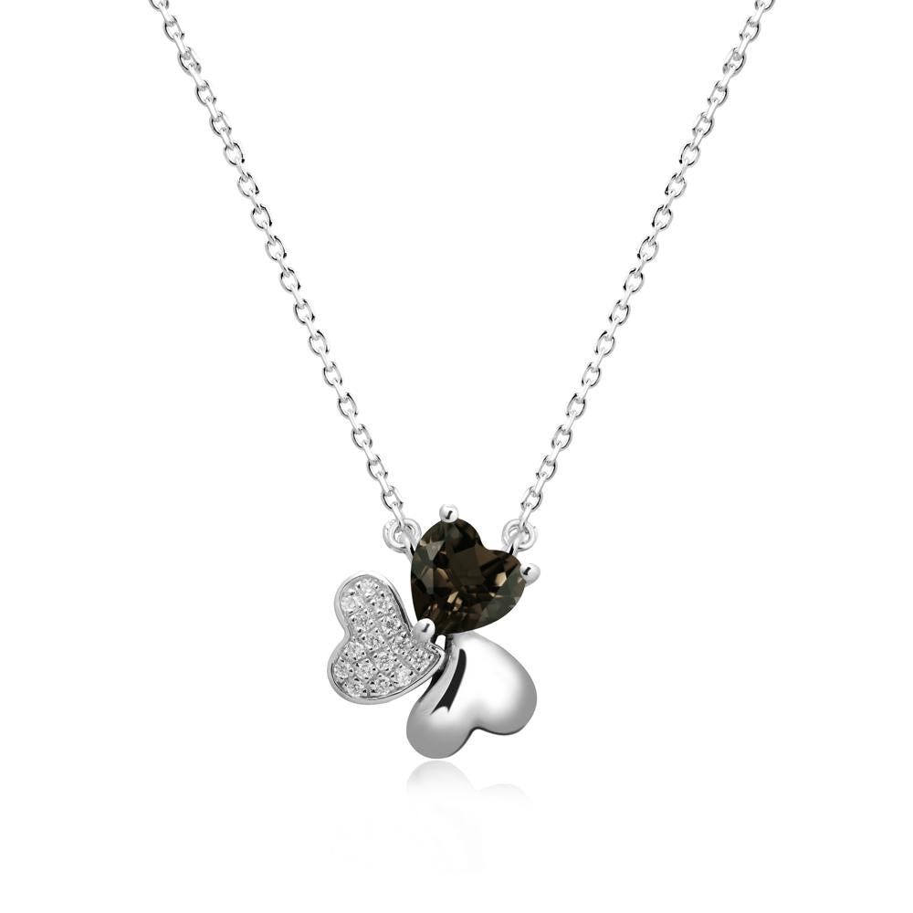 Lucky Clover Hearts Smoky Quartz Necklace - LUO Jewelry #metal_18k white gold