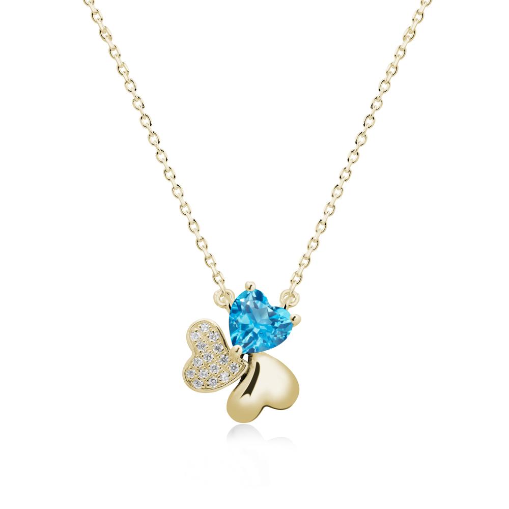 Swiss Blue Topaz Shamrock Necklace - LUO Jewelry #metal_14k yellow gold