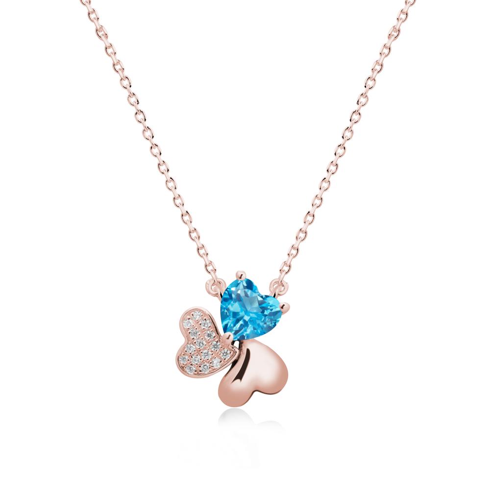 Swiss Blue Topaz Shamrock Necklace - LUO Jewelry #metal_18k rose gold