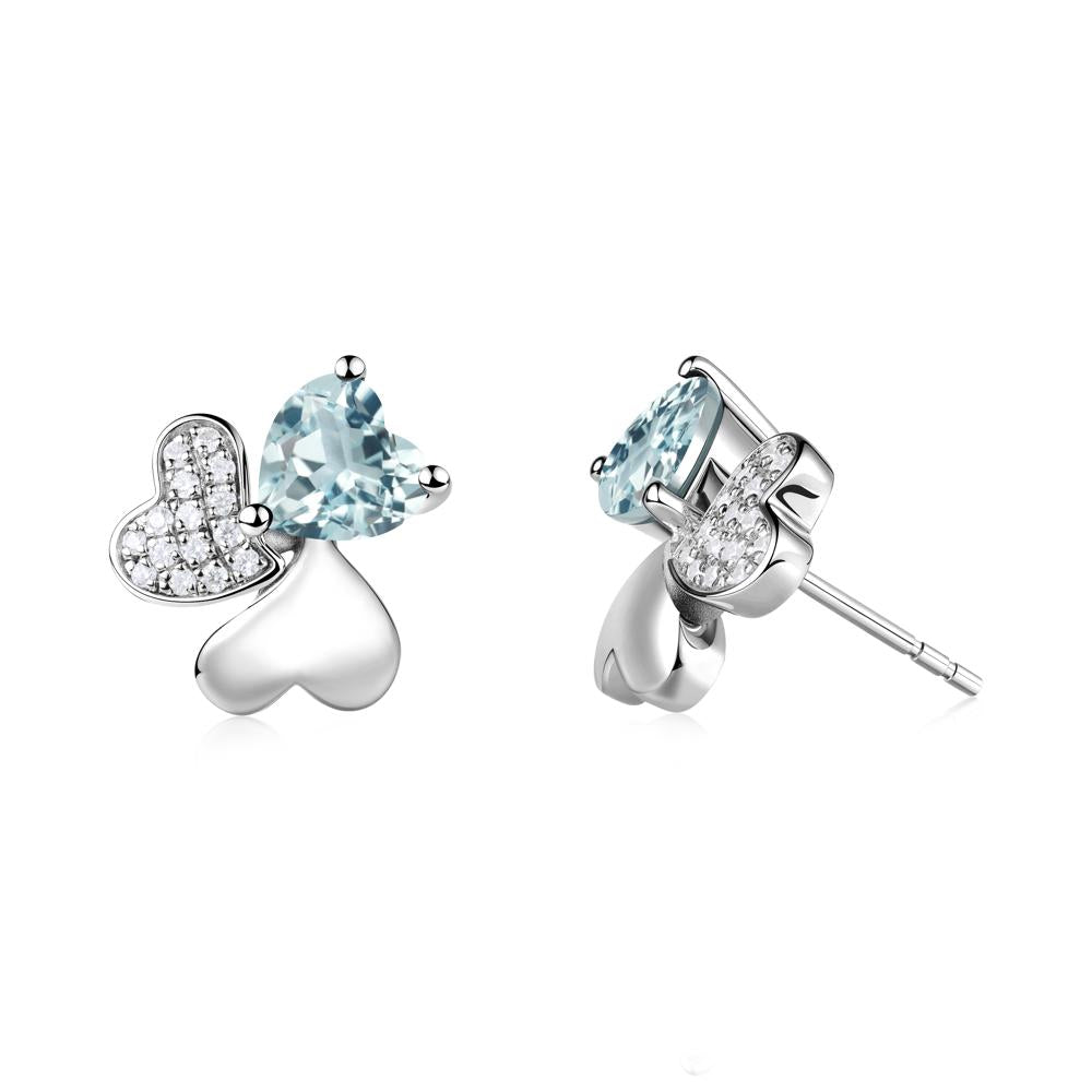 Aquamarine Shamrock Stud Earrings - LUO Jewelry #metal_18k white gold