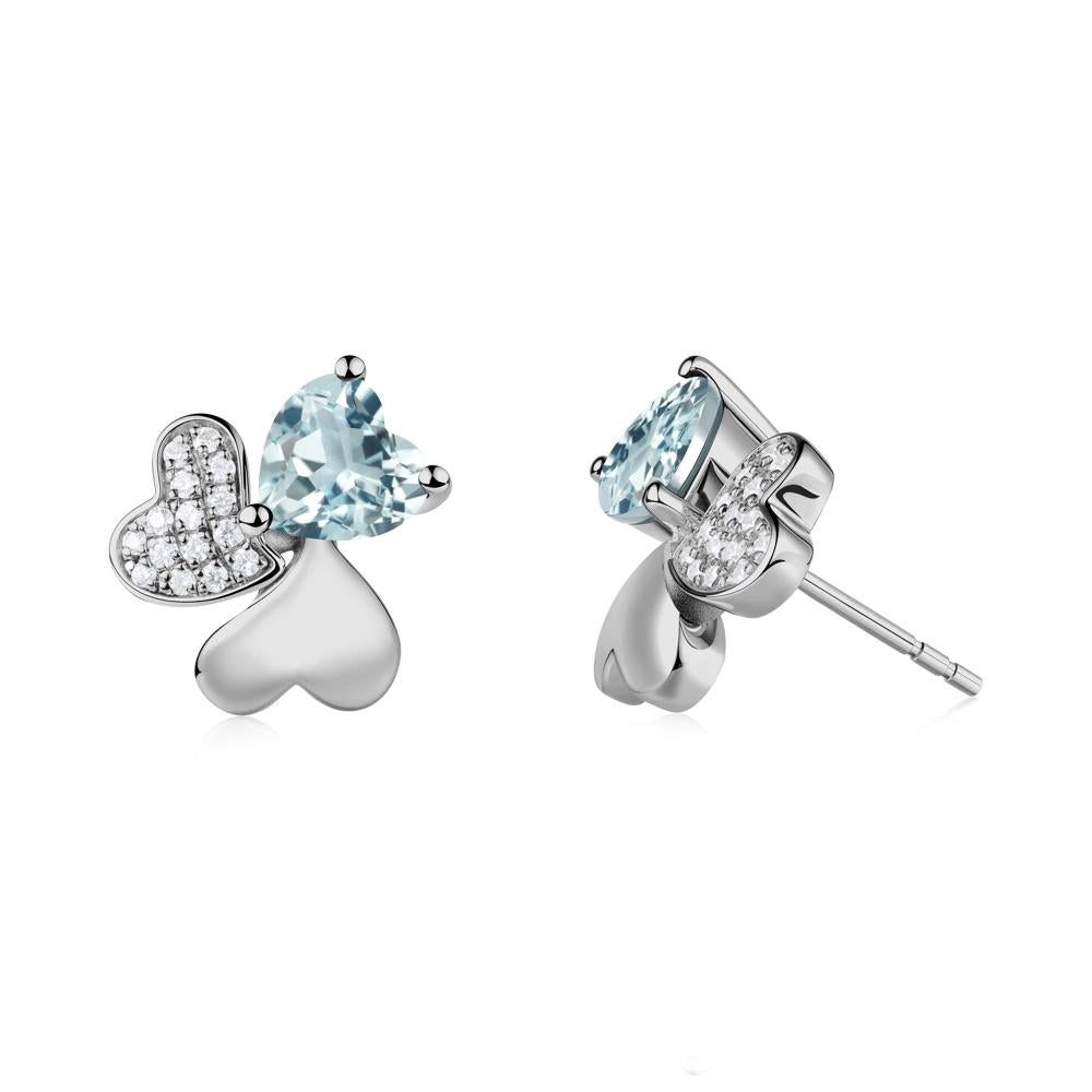 Aquamarine Shamrock Stud Earrings - LUO Jewelry #metal_platinum