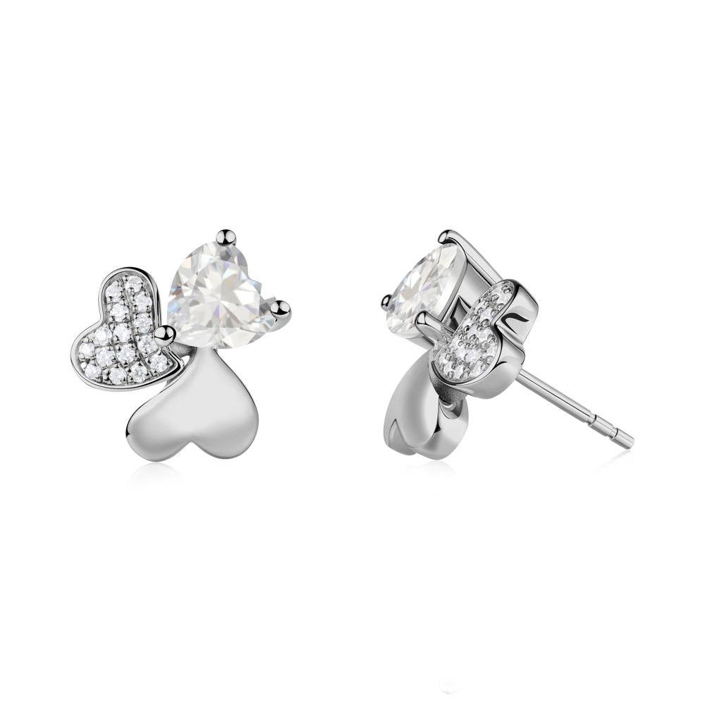 Cubic Zirconia Shamrock Stud Earrings - LUO Jewelry #metal_platinum