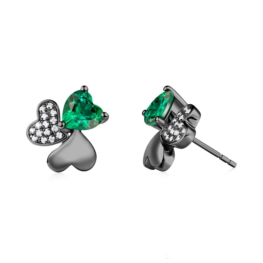 Emerald Shamrock Stud Earrings - LUO Jewelry #metal_black finish sterling silver