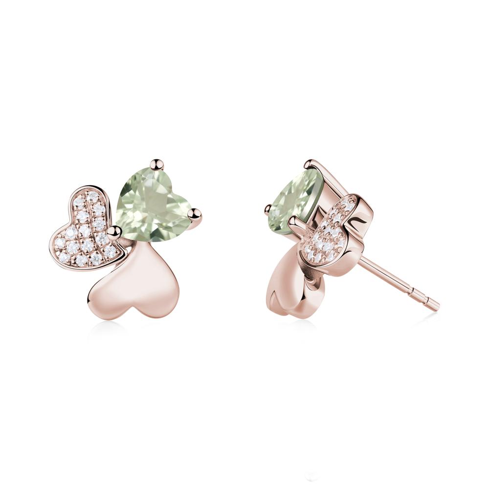 Green Amethyst Shamrock Stud Earrings - LUO Jewelry #metal_14k rose gold