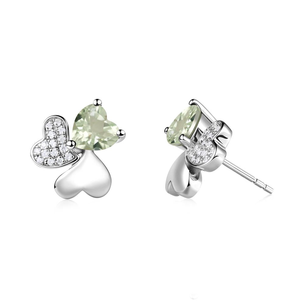 Green Amethyst Shamrock Stud Earrings - LUO Jewelry #metal_sterling silver
