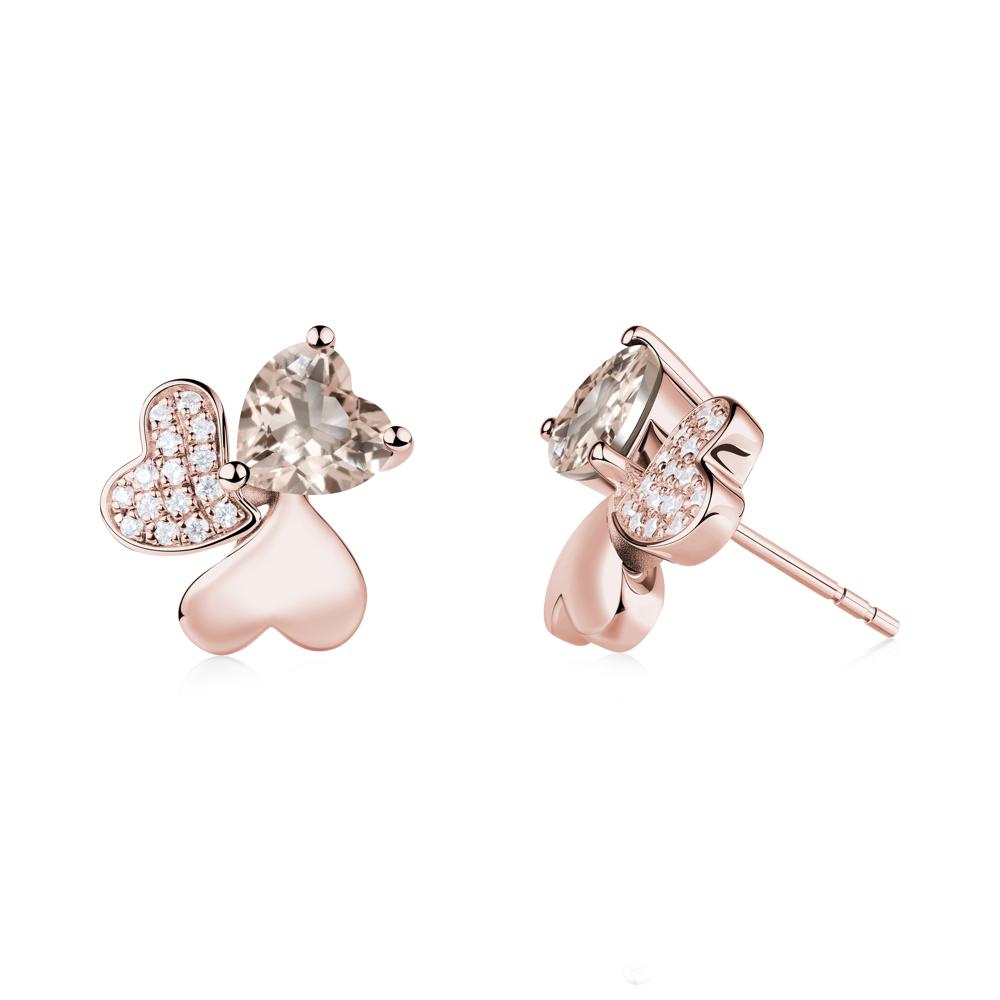 Morganite Heart Shape Shamrock Earrings - LUO Jewelry #metal_18k rose gold
