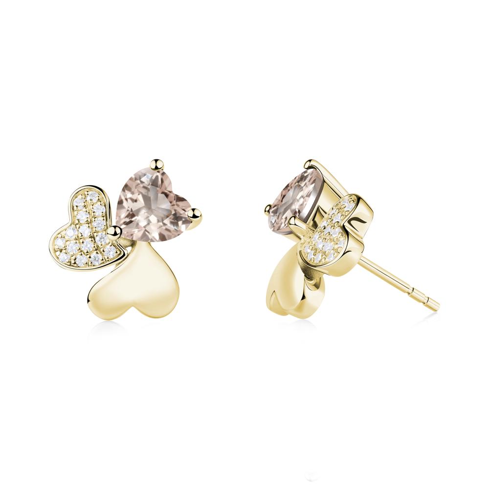 Morganite Heart Shape Shamrock Earrings - LUO Jewelry #metal_18k yellow gold