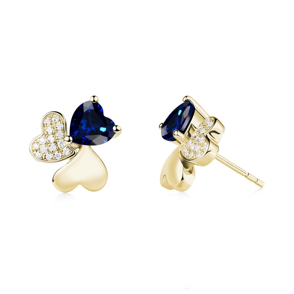 Heart Shaped Sapphire Shamrock Earrings - LUO Jewelry #metal_18k yellow gold