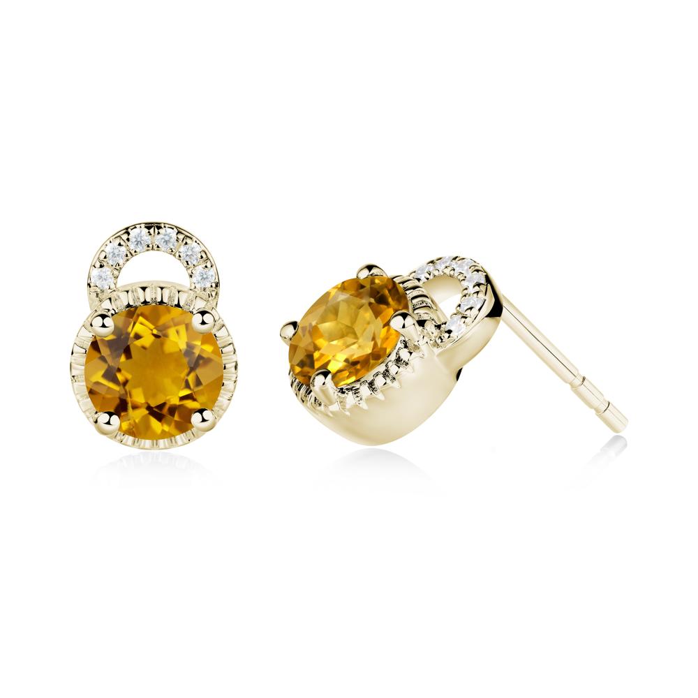 Citrine Earrings with Sculpted Halo - LUO Jewelry #metal_14k yellow gold