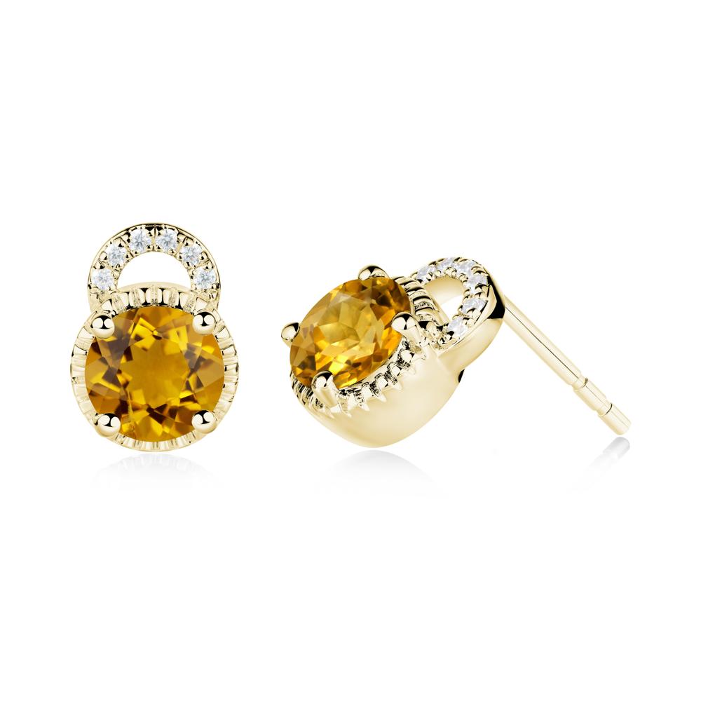 Citrine Earrings with Sculpted Halo - LUO Jewelry #metal_18k yellow gold