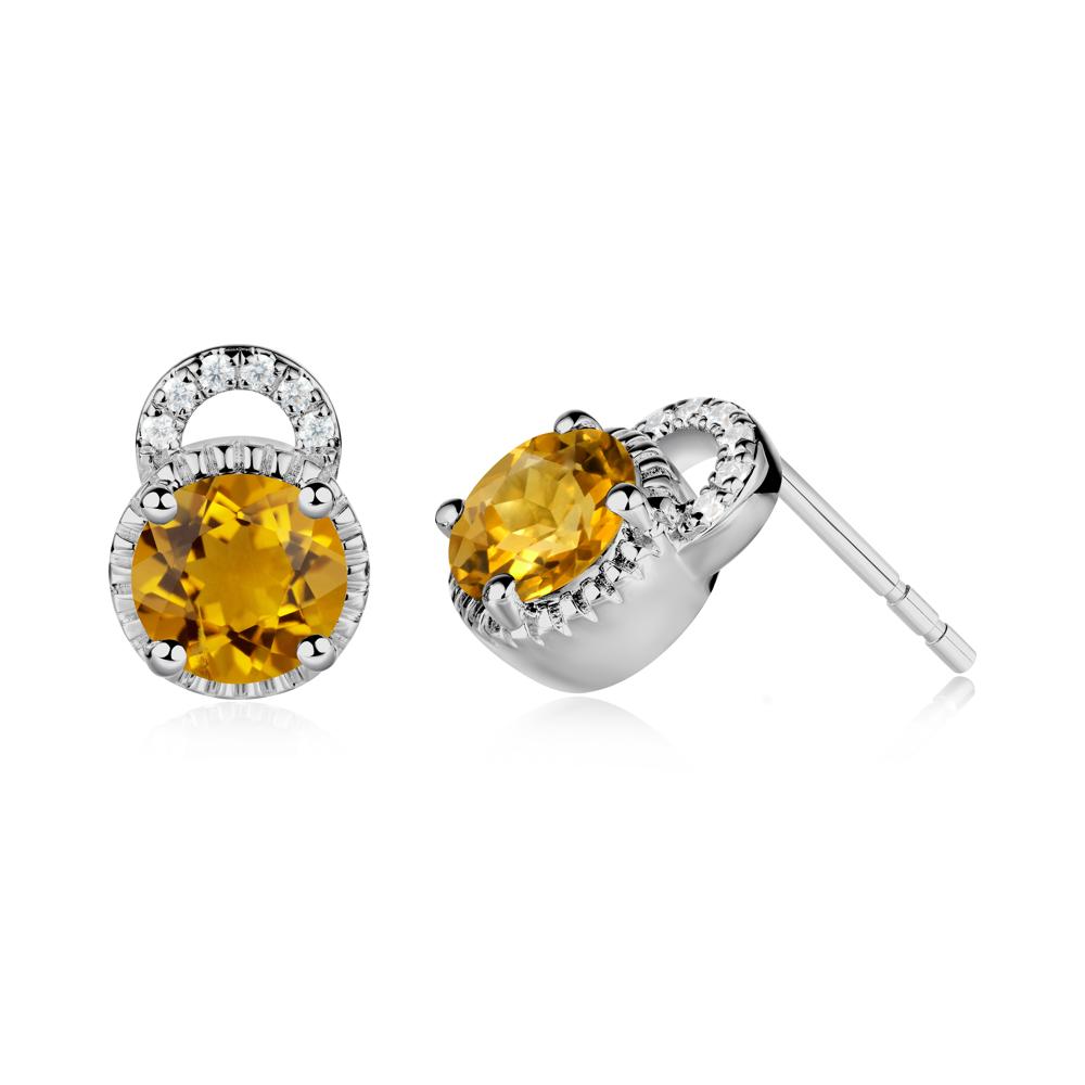 Citrine Earrings with Sculpted Halo - LUO Jewelry #metal_platinum
