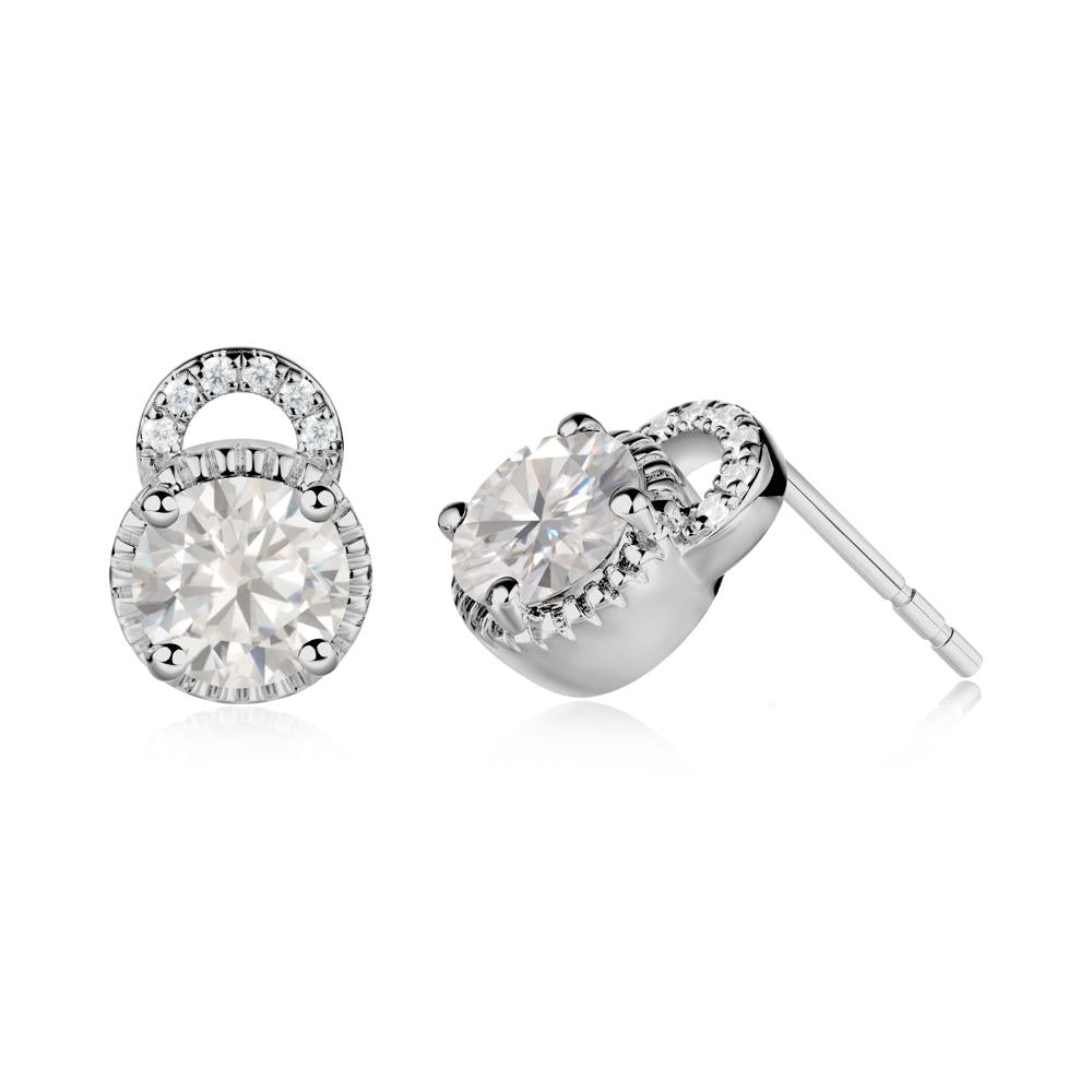 Cubic Zirconia Earrings with Sculpted Halo - LUO Jewelry #metal_platinum