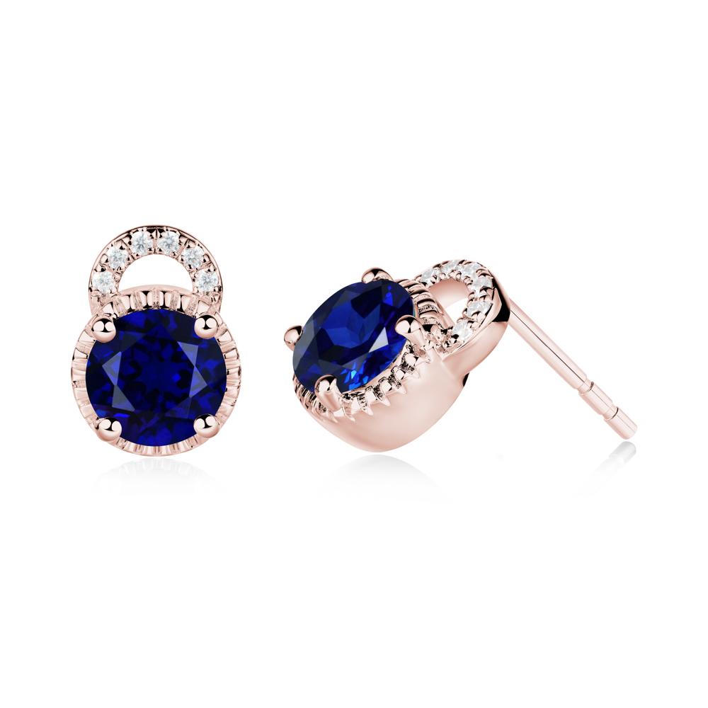 Sapphire Earrings with Sculpted Halo - LUO Jewelry #metal_18k rose gold