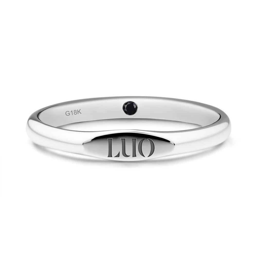 Signet Ring with Hidden Black Spinel - LUO Jewelry #metal_18k white gold