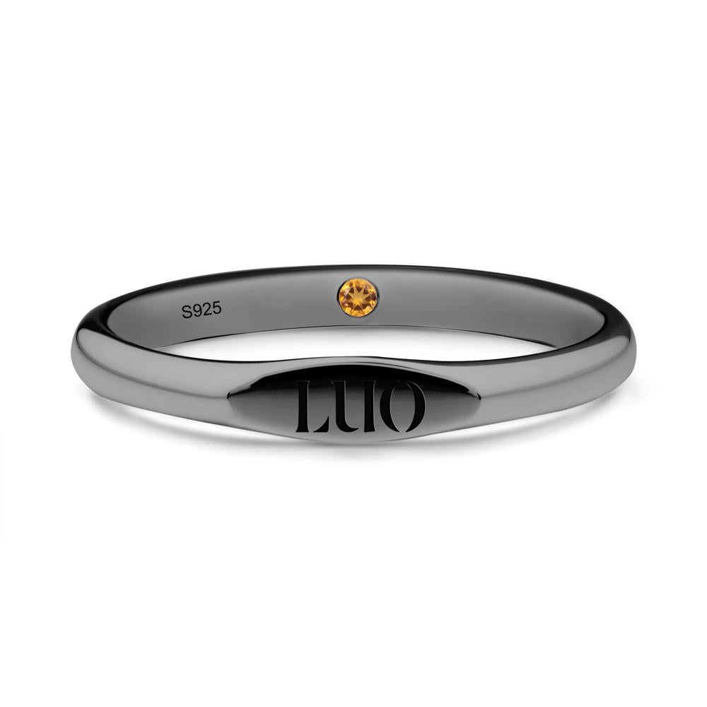 Hidden Citrine Signet Ring - LUO Jewelry #metal_black finish sterling silver
