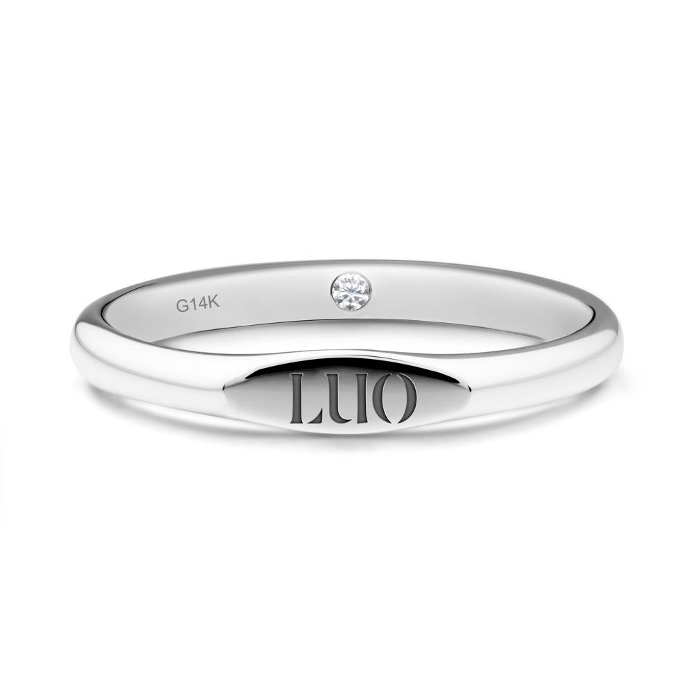 Hidden Moissanite Signet Ring - LUO Jewelry #metal_14k white gold