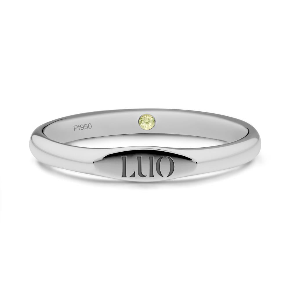 Signet Ring with Hidden Peridot - LUO Jewelry #metal_platinum