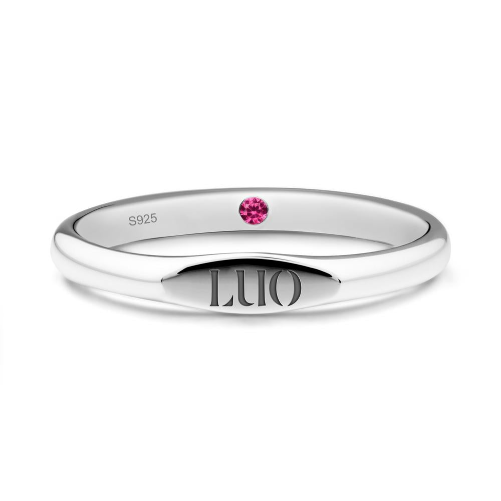 Hidden Ruby Signet Ring - LUO Jewelry #metal_sterling silver