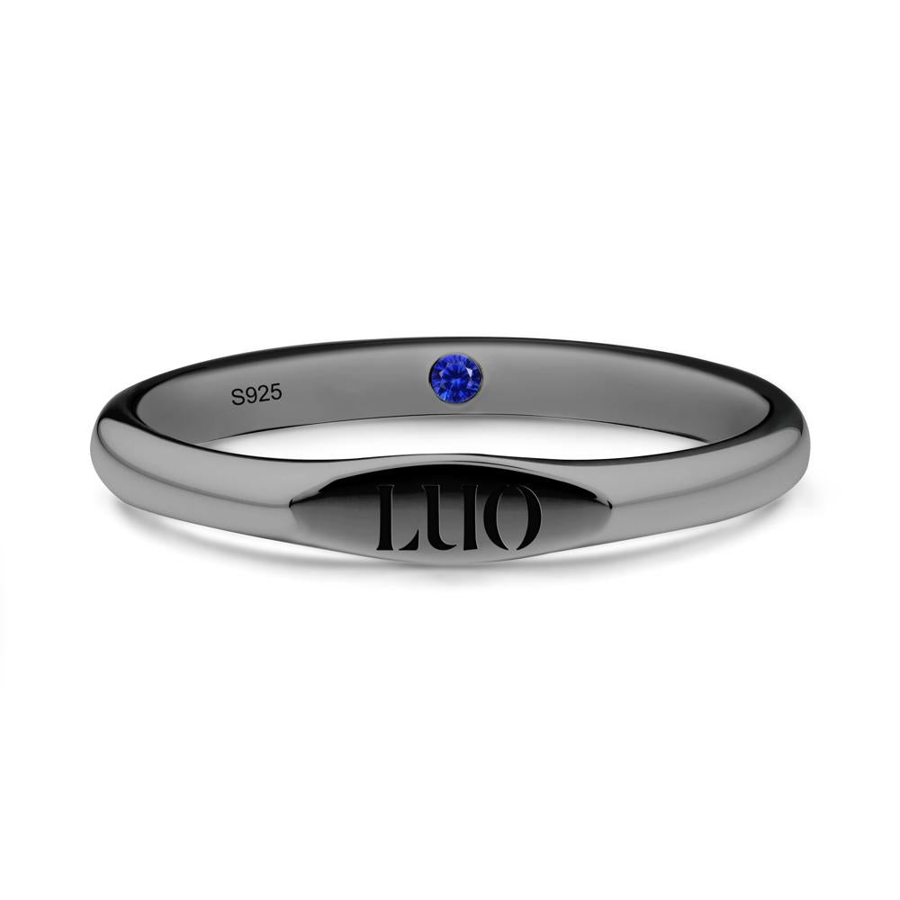 Signet Ring with Hidden Sapphire - LUO Jewelry #metal_black finish sterling silver