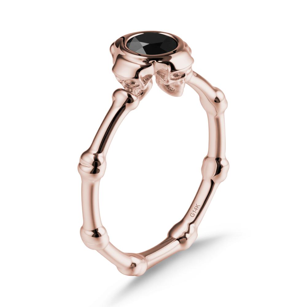 Gothic Black Spinel Skull Ring - LUO Jewelry #metal_14k rose gold