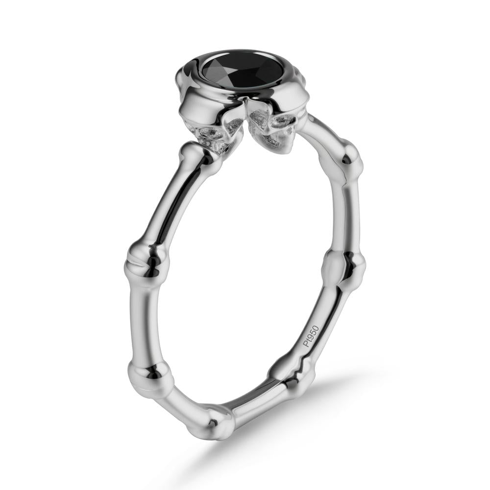 Gothic Black Spinel Skull Ring - LUO Jewelry #metal_platinum