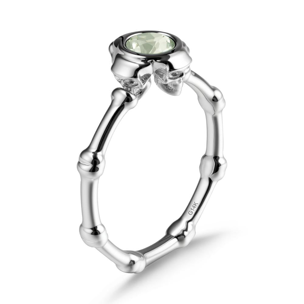 Helloween Green Amethyst Ring with Skull - LUO Jewelry #metal_14k white gold