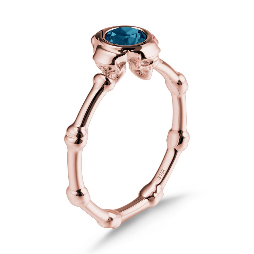 Helloween London Blue Topaz Ring with Skull - LUO Jewelry #metal_18k rose gold