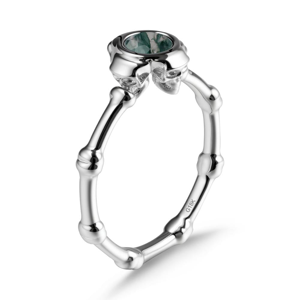 Gothic Moss Agate Skull Ring - LUO Jewelry #metal_18k white gold