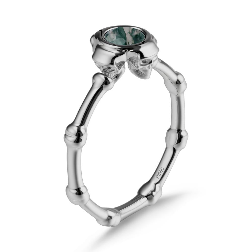 Gothic Moss Agate Skull Ring - LUO Jewelry #metal_platinum