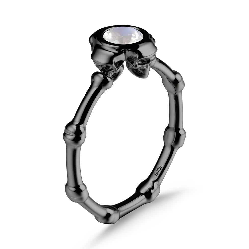 Gothic Moonstone Skull Ring - LUO Jewelry #metal_black finish sterling silver