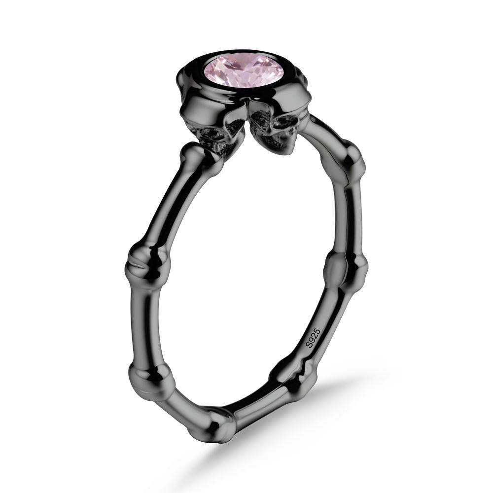 Gothic Pink Cubic Zirconia Skull Ring - LUO Jewelry #metal_black finish sterling silver