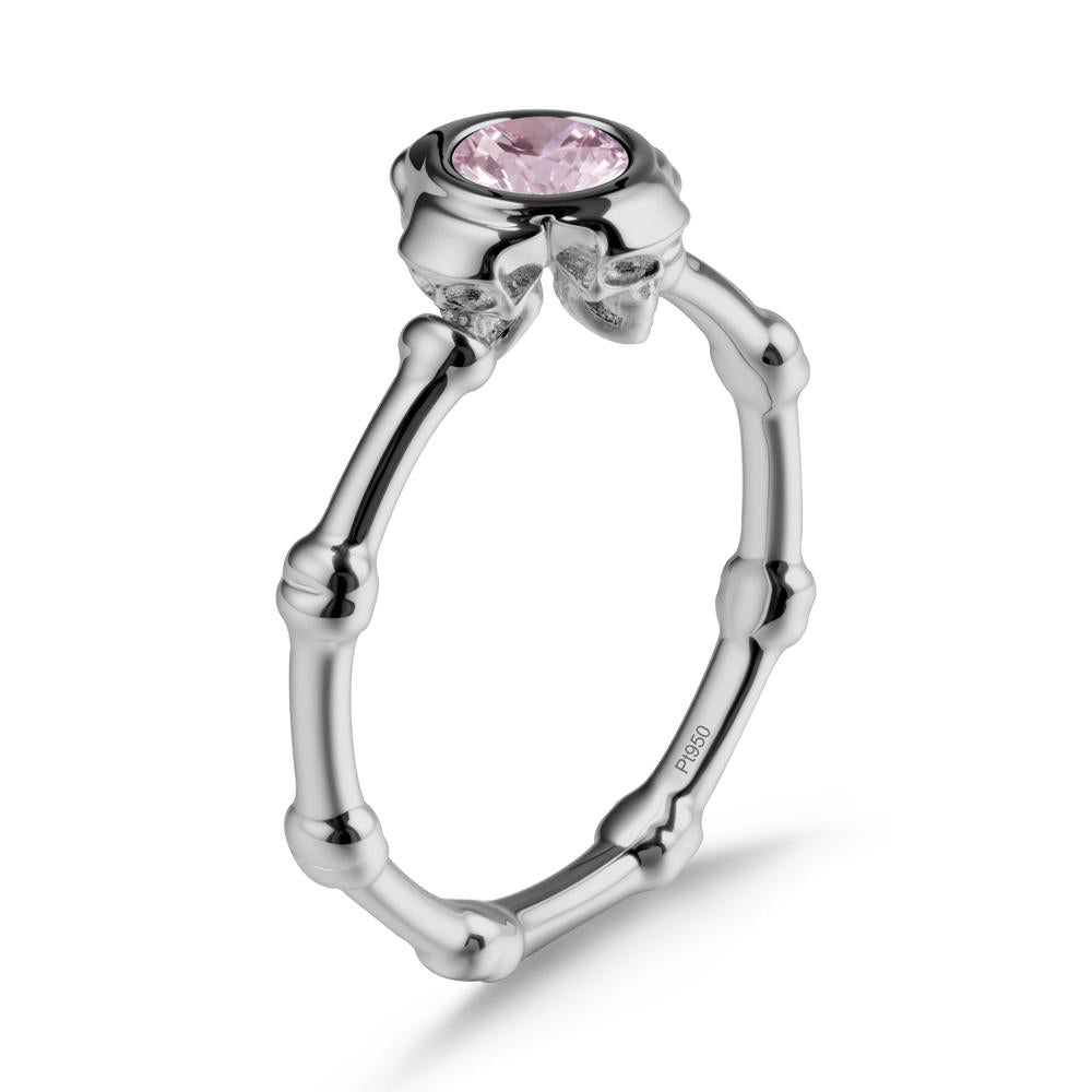 Gothic Pink Cubic Zirconia Skull Ring - LUO Jewelry #metal_platinum