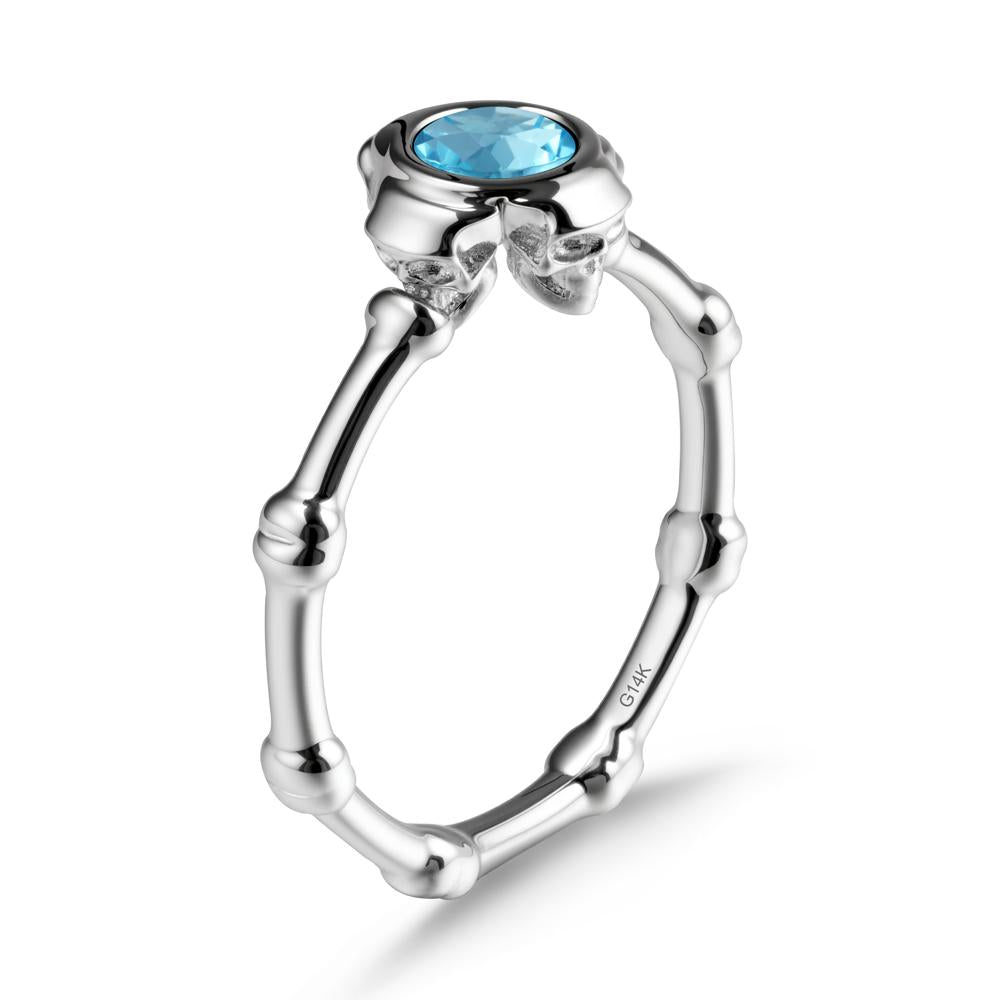 Helloween Swiss Blue Topaz Ring with Skull - LUO Jewelry #metal_14k white gold