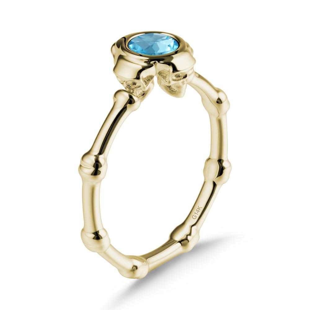 Helloween Swiss Blue Topaz Ring with Skull - LUO Jewelry #metal_14k yellow gold
