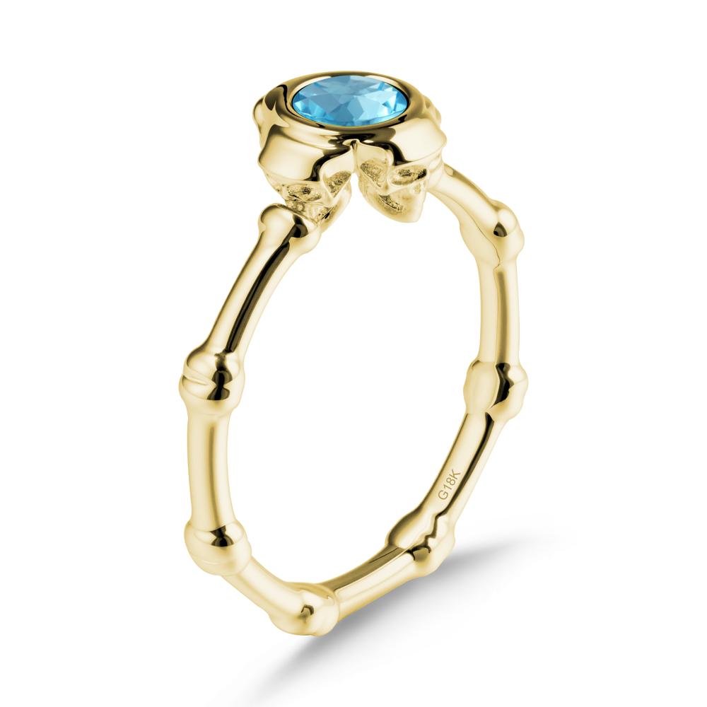 Helloween Swiss Blue Topaz Ring with Skull - LUO Jewelry #metal_18k yellow gold