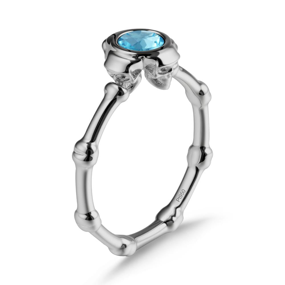 Helloween Swiss Blue Topaz Ring with Skull - LUO Jewelry #metal_platinum