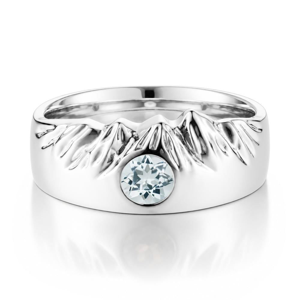 Men's Wide Band Emerald Ring - LUO Jewelry #gemstone_Aquamarine