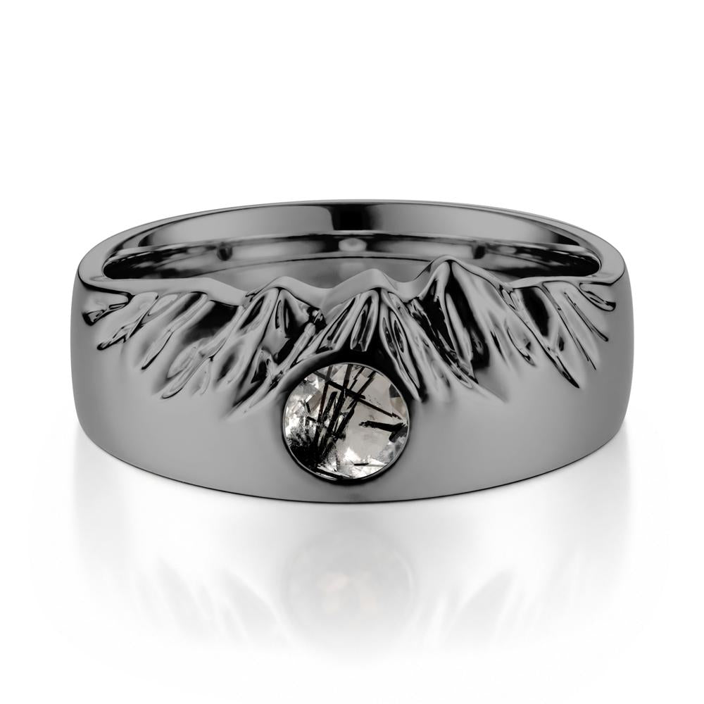 Men's Wide Band Emerald Ring - LUO Jewelry #gemstone_Black Rutilated Quartz