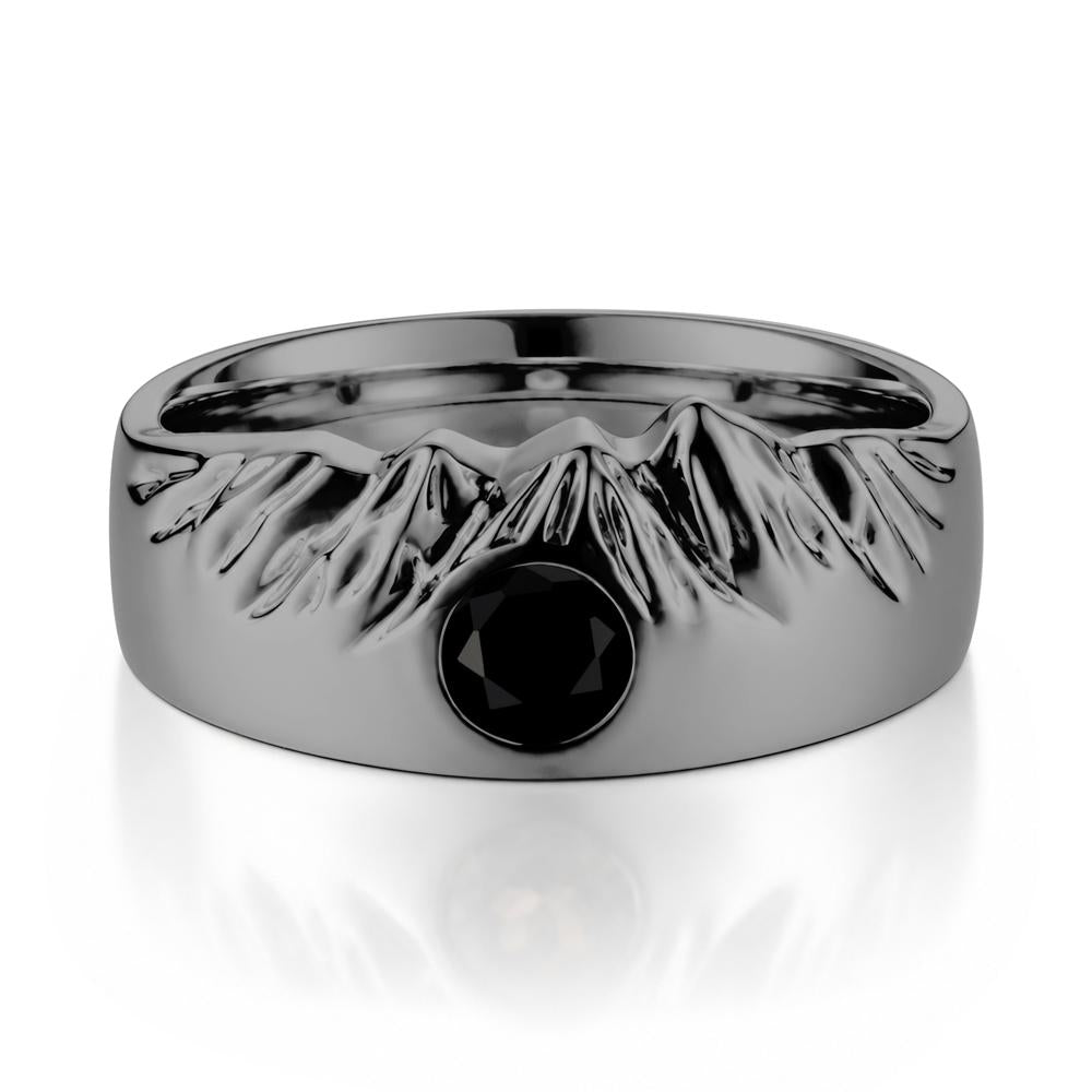 Men's Wide Band Emerald Ring - LUO Jewelry #gemstone_Black Spinel