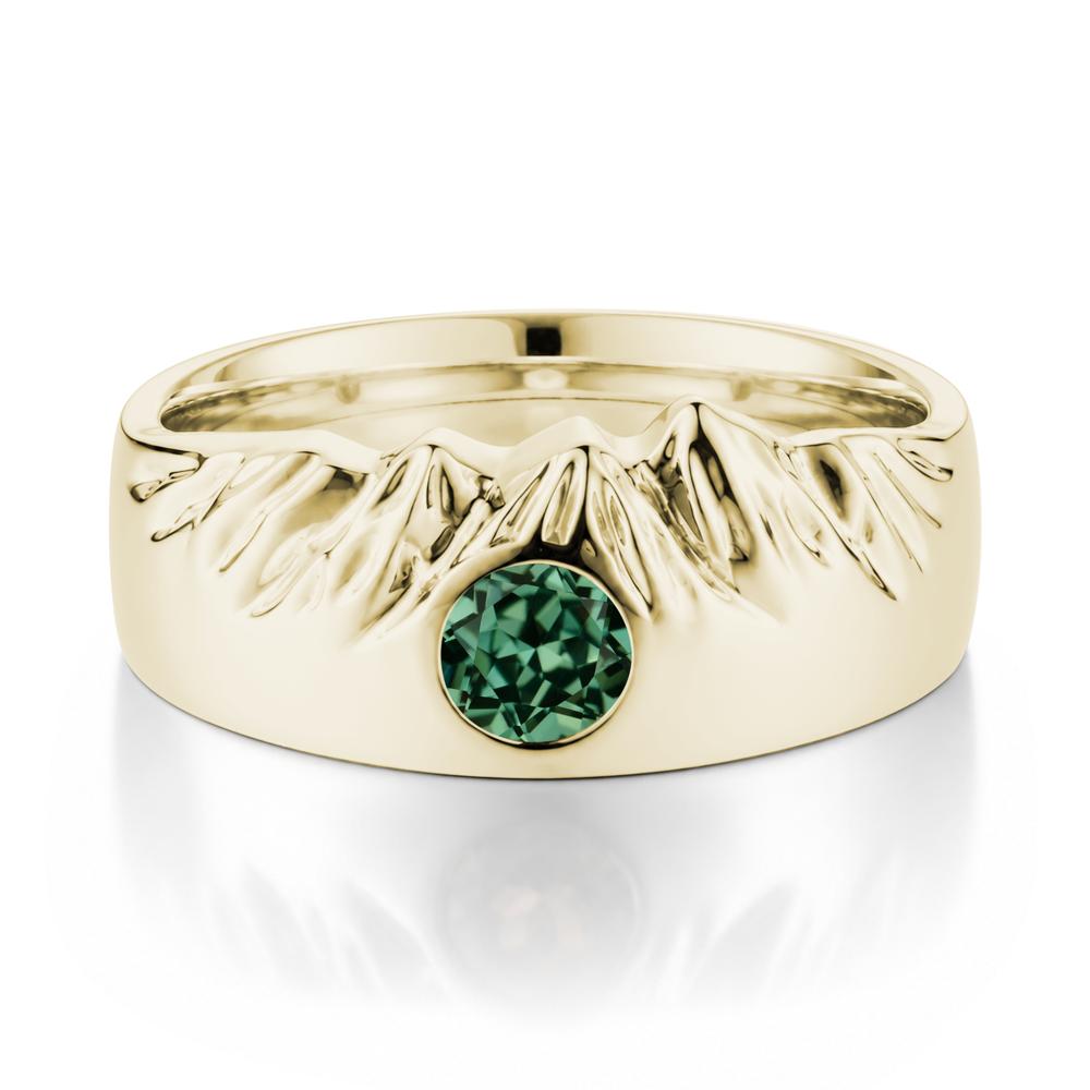 Men's Wide Band Emerald Ring - LUO Jewelry #gemstone_Green Sapphire