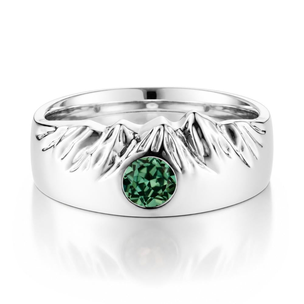 Men's Wide Band Emerald Ring - LUO Jewelry #gemstone_Green Sapphire