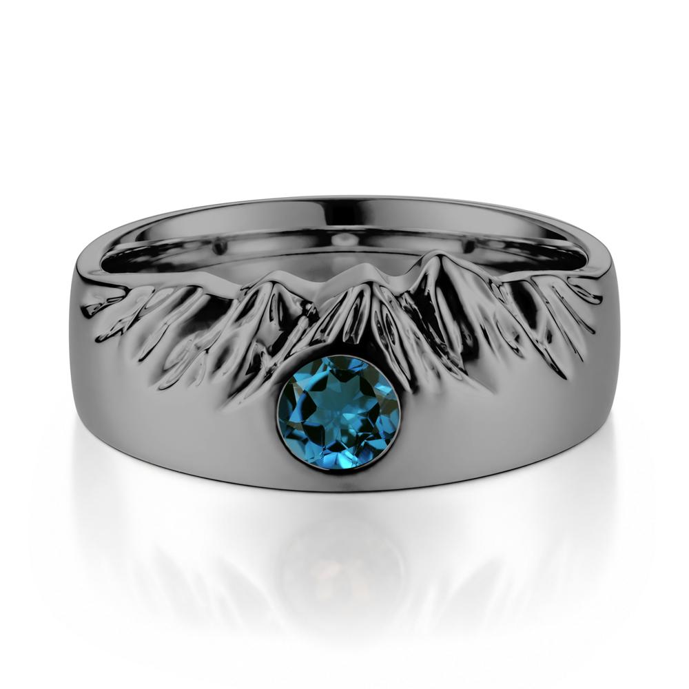 Men's Wide Band Emerald Ring - LUO Jewelry #gemstone_London Blue Topaz