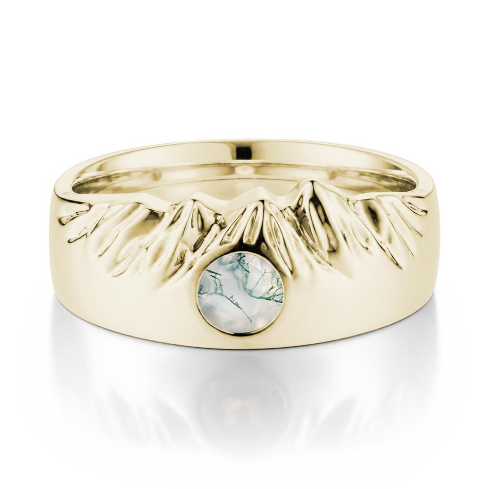 Men's Wide Band Emerald Ring - LUO Jewelry #gemstone_Moss Agate