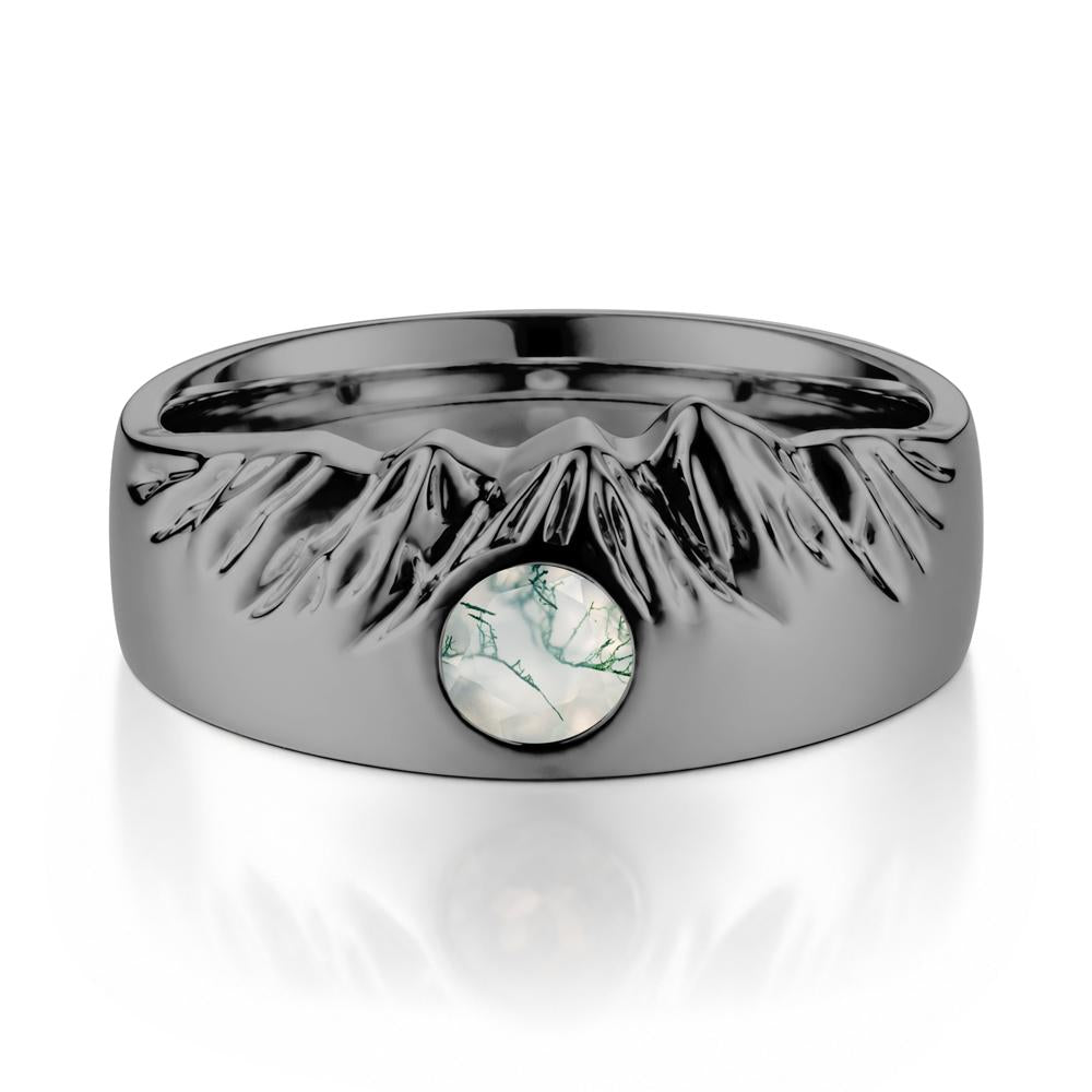 Men's Wide Band Emerald Ring - LUO Jewelry #gemstone_Moss Agate