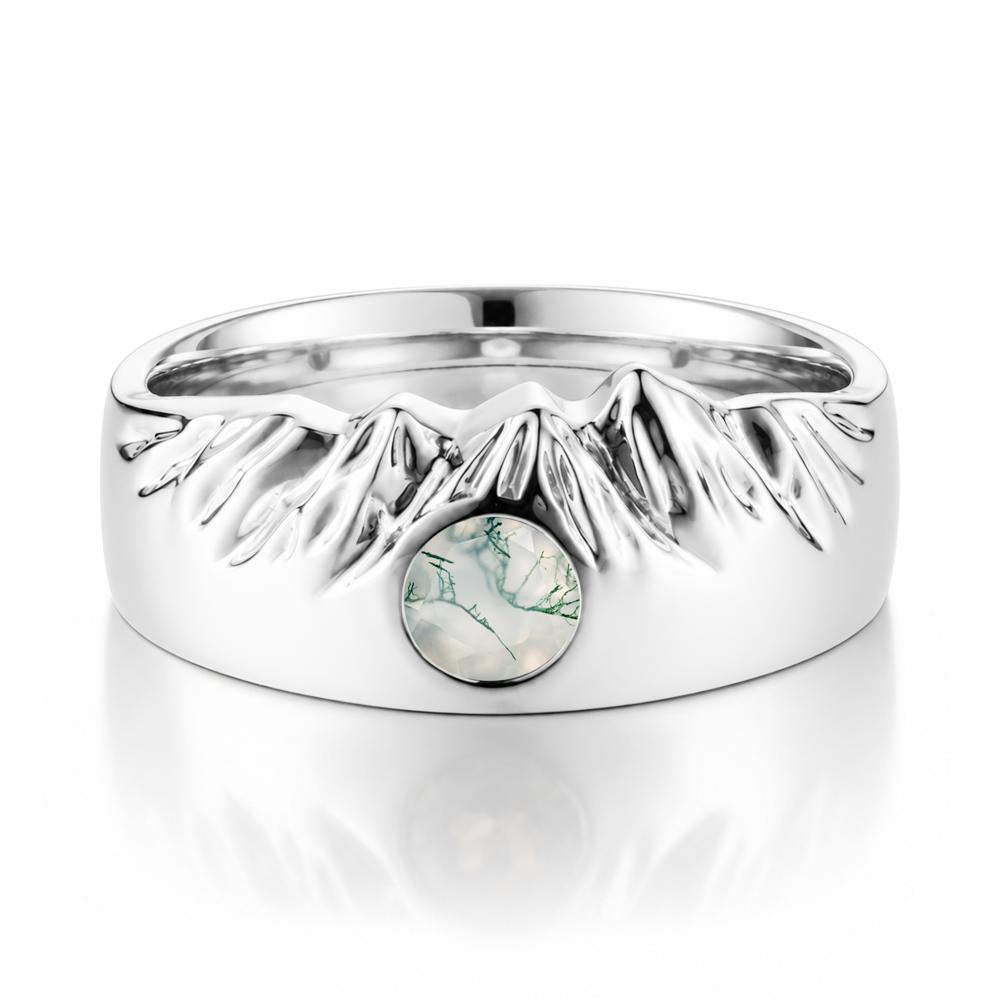 Men's Wide Band Emerald Ring - LUO Jewelry #gemstone_Moss Agate