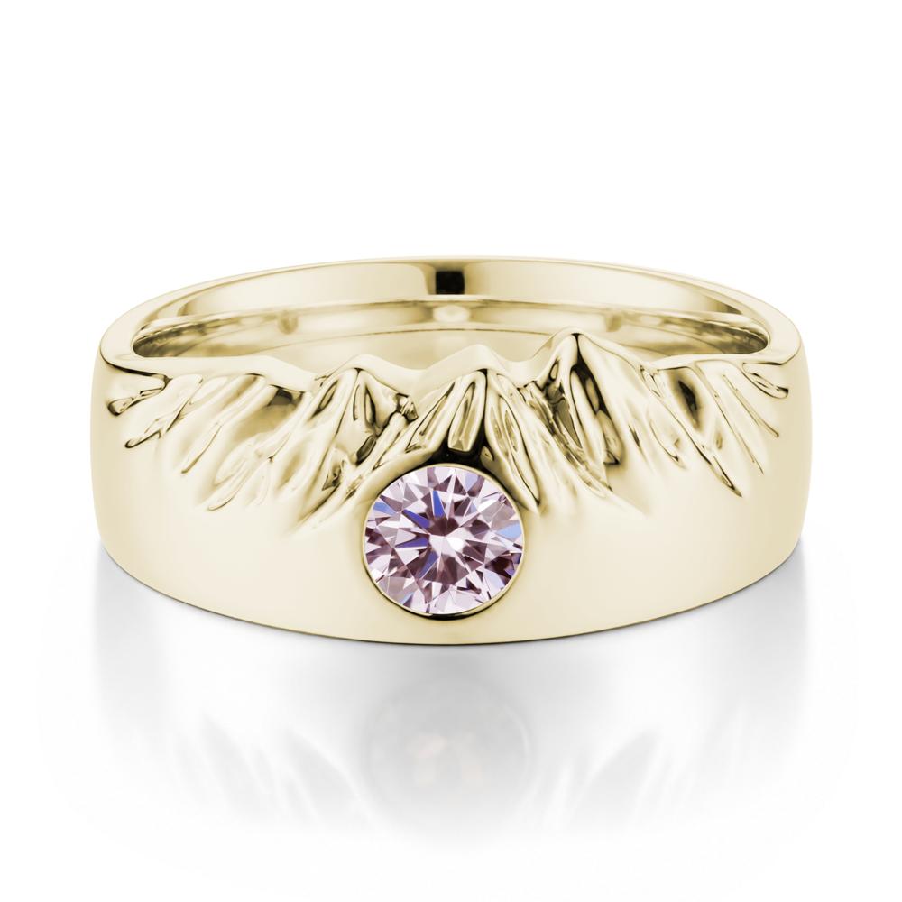 Men's Wide Band Emerald Ring - LUO Jewelry #gemstone_Pink Cubic Zirconia
